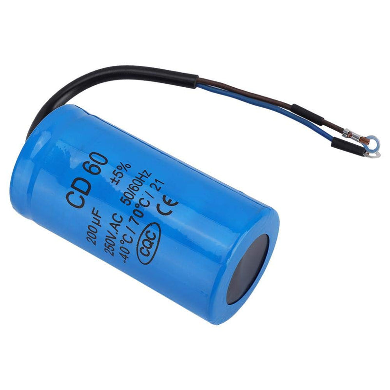  [AUSTRALIA] - CD60 200uF run capacitor with wire lead 250VAC 50/60Hz for engine air compressor