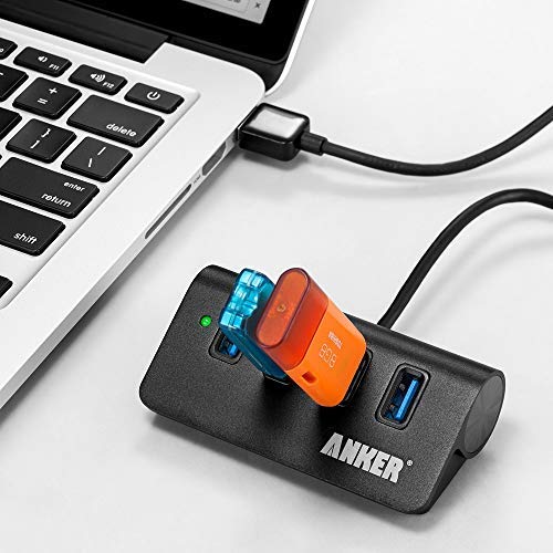  [AUSTRALIA] - Anker 4-Port USB 3.0 Unibody Aluminum Portable Data Hub with 2ft USB 3.0 Cable for Macbook, Mac Pro / mini, iMac, XPS, Surface Pro, Notebook PC, USB Flash Drives, Mobile HDD and More Black