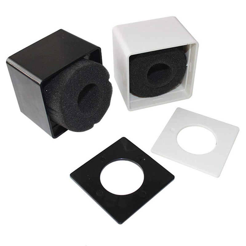  [AUSTRALIA] - Square Cube Shaped Microphone Flag Station Portable ABS Interview Mic Microphone Logo Flag Station for Karaoke, Stage, Interview (Black) Black