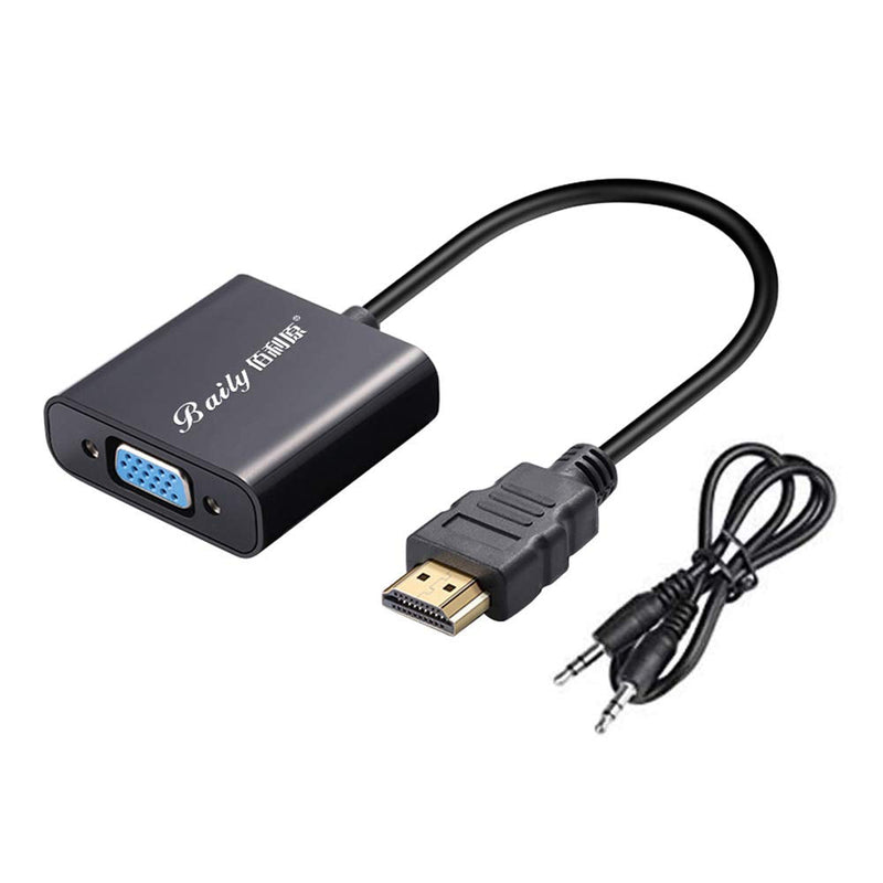  [AUSTRALIA] - HDMI to VGA Adapter with Audio Cable Baily 1080P HDMI Male to VGA Female Adapter Converter with 3.5mm Audio Cable and Micro USB Charging Cord for DVD Player Tablet PC Digital/SLR Camera (1 Pack) 1 Pack