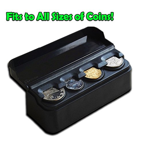  [AUSTRALIA] - Zento Deals Sturdy Black Coin Organizer-Auto Car Coin Case Storage Mini Box Plastic Holder