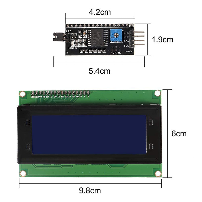  [AUSTRALIA] - Aoicrie 16x2 2004 LCD Display Module with IIC/I2C/TWI Serial Interface Adapter, IIC I2C TWI 1602 Serial LCD Module Display, for Mega 2560