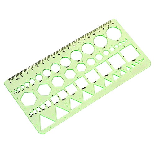  [AUSTRALIA] - 2PCS Plastic Green Measuring Templates Geometric Rulers for Office and School, Building formwork, Drawings templates