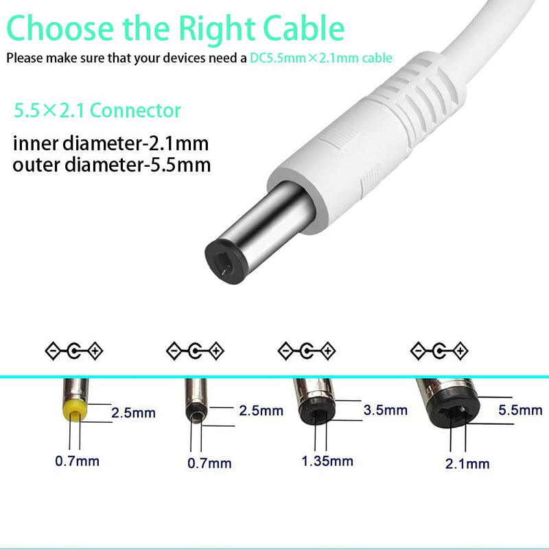  [AUSTRALIA] - SIOCEN 3-Pack 4ft USB 2.0 A Type Male to DC 5.5 x 2.1mm DC 5V Power Plug Connector Cable USB to 5v Power Cable USB to DC Power Charger Cord White
