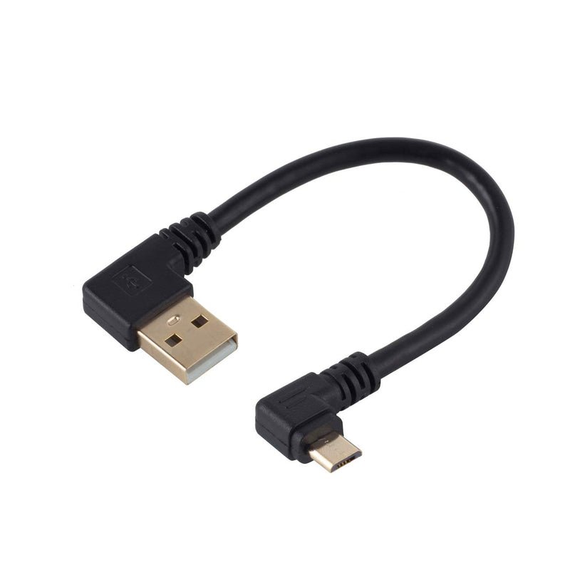 Gold Plated 15CM 90 Degree USB 2.0 to Micro USB B Male Cable Gold Plated Right Angle Data Sync and Charge Extender Lead (3 Pcs Micro 5p) - LeoForward Australia