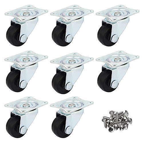  [AUSTRALIA] - HOWDIA 8 Pack 1-inch Dia Swivel Rubber Single Wheel Caster Wheels with Rubber Base Ball Bearing Small Trolley Wheels for Furniture