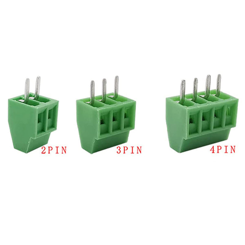  [AUSTRALIA] - Harissess 50 pieces 2.54 mm 0.1 inch pitch PCB mounting screw terminal block connector, 2P 3P 4P terminals terminal 6A for 26-18AWG cable