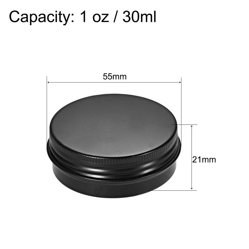  [AUSTRALIA] - uxcell 1 oz Round Aluminum Cans Tin Can Screw Top Metal Lid Containers for Crafts, Cosmetic, Candies Black 30ml 5pcs