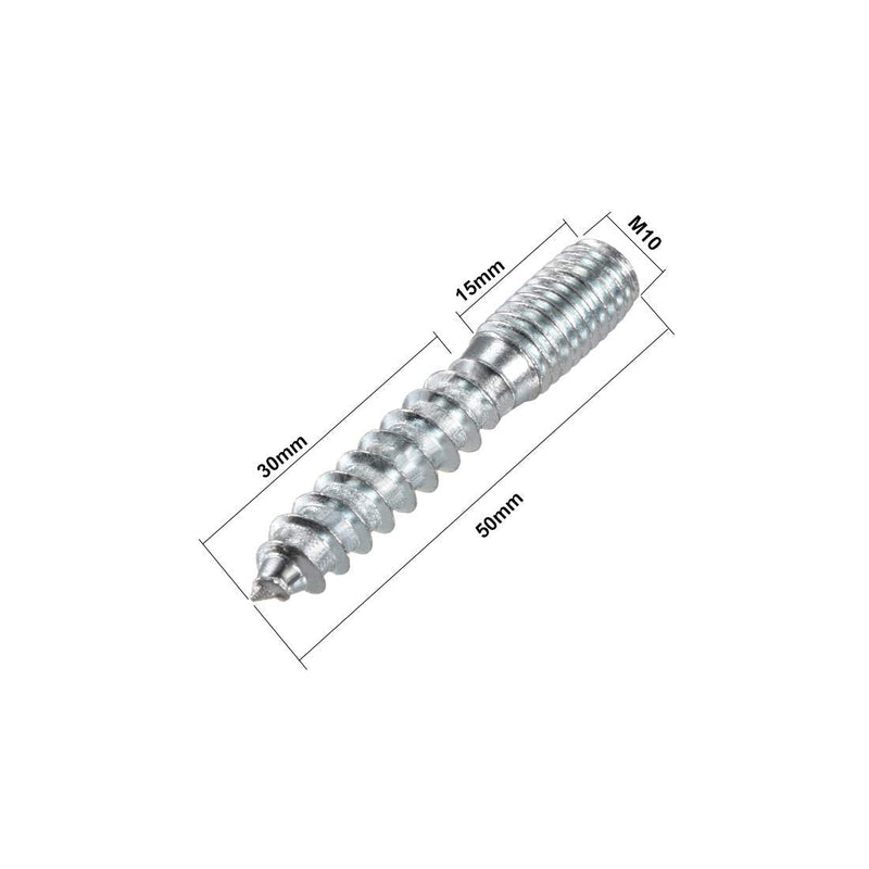  [AUSTRALIA] - uxcell M10 Hanger Bolts Length 2"(50mm) Double Headed Bolts Self-Tapping Screw 10mm Wood Joint Furniture Legs 8pcs M10x50mm