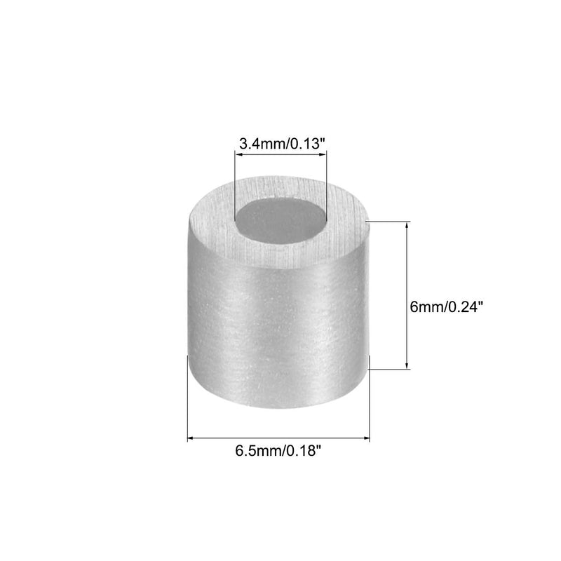 uxcell Aluminum Crimping Loop Sleeve 3.4mm ID Round for 3/32" - 1/8" Wire Rope Pack of 30 - LeoForward Australia