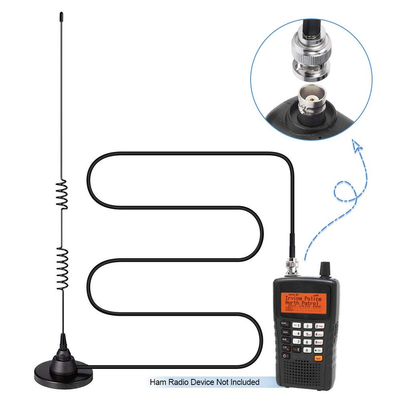  [AUSTRALIA] - Bingfu Ham Radio Antenna Police Radio Scanner Antenna Amateur Mobile Radio Antenna Magnetic Base BNC Male Antenna Compatible with Uniden Bearcat Whistler Radio Shack Police Radio Scanner