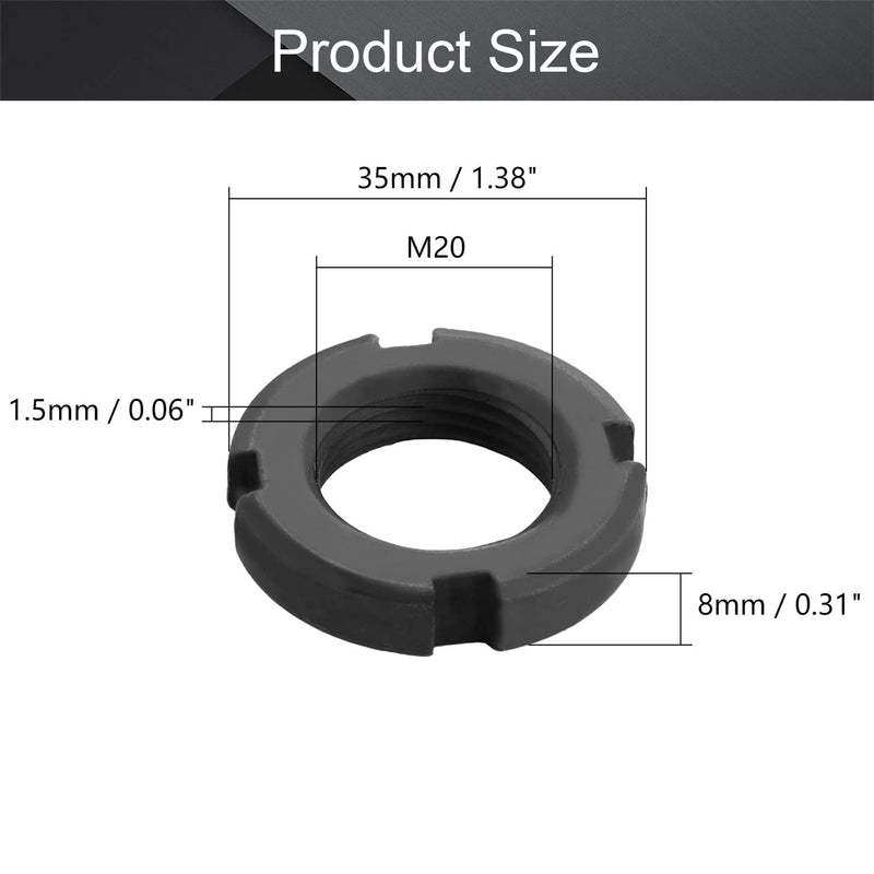  [AUSTRALIA] - MroMax M20x8mm Retaining Slotted Round Nuts,Carbon Steel 4-Slot Spanner Nut for Roller Bearing Pump Valve Black 4Pcs