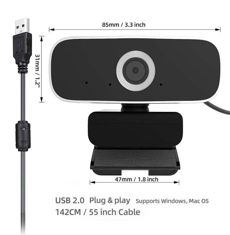  [AUSTRALIA] - BAILIZHOU 1080P Web Camera with Microphone, USB Computer Streaming Webcam for PC Desktop Laptop Auto Focus Wide Angle Lens Black