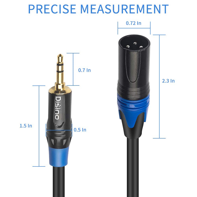  [AUSTRALIA] - DISINO 3.5mm to XLR Cable, Unbalanced 1/8 inch Mini Jack TRS Stereo Male to XLR Male Microphone Audio Cable - 10 FT