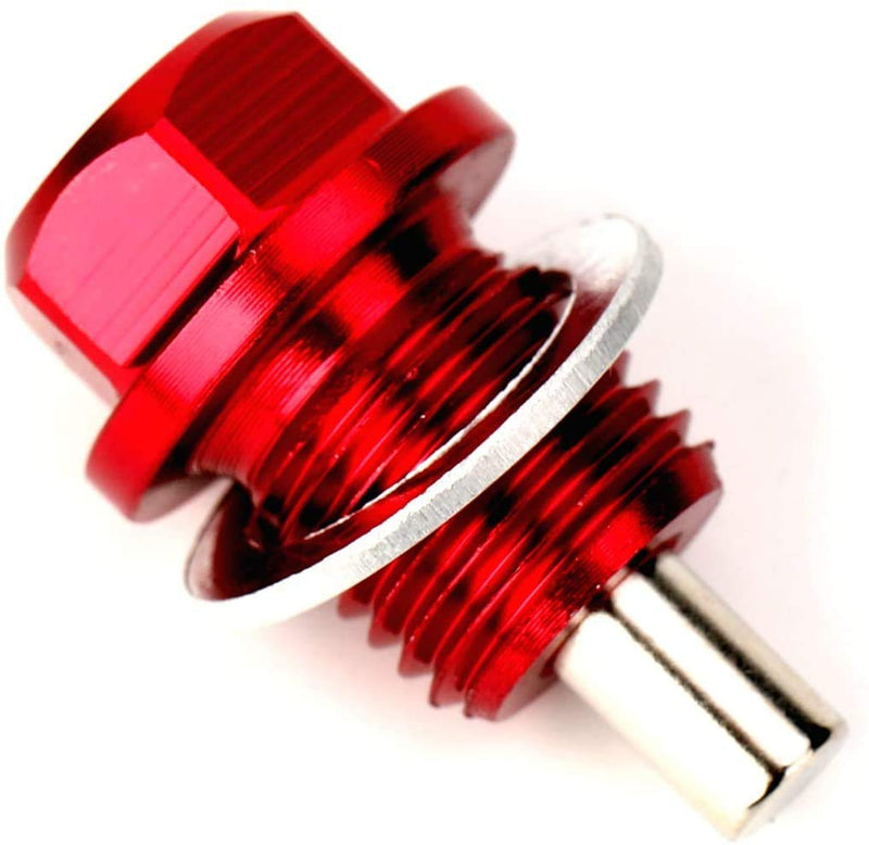 Magnetic Oil Drain Plug Magnetic Sump Drain Nut Oil Drain Bolt (12x1.25,Red) M12*1.25 Red - LeoForward Australia
