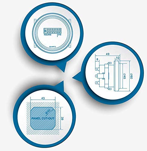  [AUSTRALIA] - DC 12V Hour Meter (24v and 48v) Suitable for Diesel & Gas Engine, ATV, mx,mtd, Boat, Dirtbike, Mower, Golf cart, Forklift, RV (LCD1) LCD1