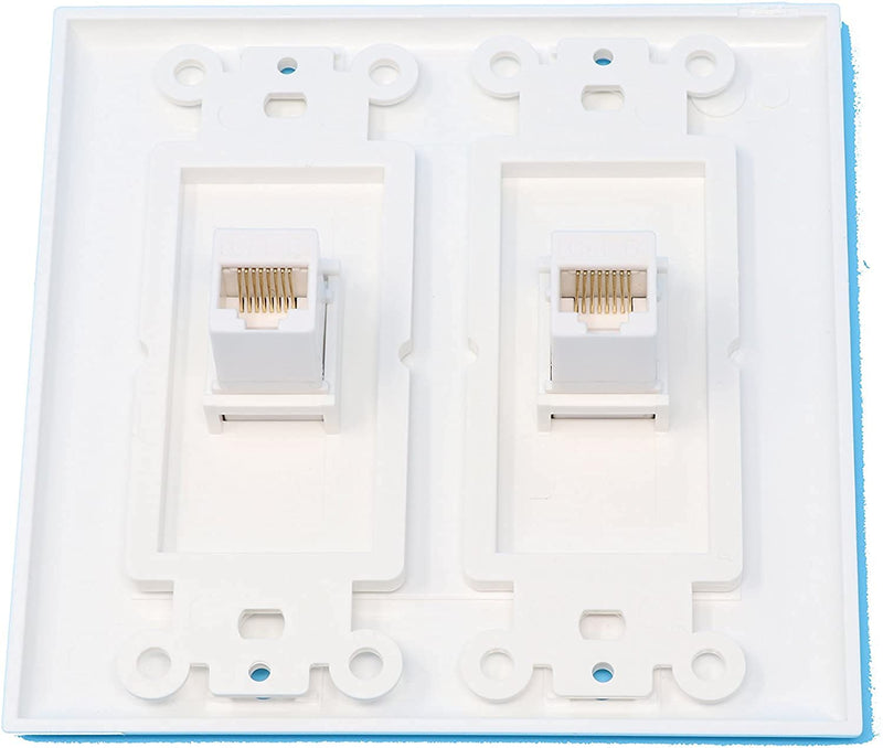  [AUSTRALIA] - RiteAV 2 Port Cat6 Ethernet Wall Plate Jack Female-Female - 2 Gang [White/White] White/White