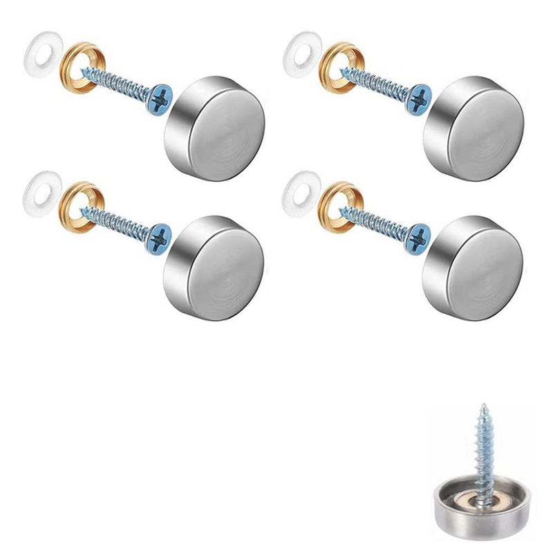  [AUSTRALIA] - 4 PCS Mirror Screws Decorative Caps Cover Nails, Polished Stainless Steel Mirror Decorative Screws Fasteners for Mirrors, Wardrobes, or Glass Furniture, Sign/Advertising Hardware (0.63"/16mm) 0.63"/16mm