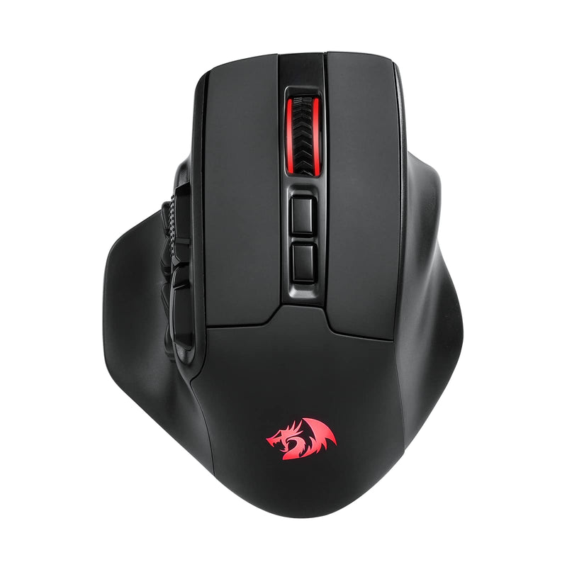  [AUSTRALIA] - Redragon M811 PRO Wireless MMO Gaming Mouse, 15 Programmable Buttons RGB Gamer Mouse w/Ergonomic Natural Grip Build, 10 Side Macro Keys, Software Supports DIY Keybinds & Backlit M811 Wireless Black