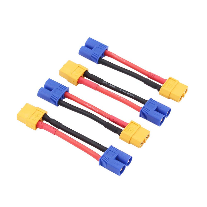  [AUSTRALIA] - BDHI 4pcs Male EC3 to Female XT60 XT-60 Connector Adapter Converter Cable 14awg 2in(B112-4)