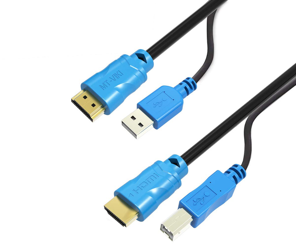  [AUSTRALIA] - 2 Packs USB HDMI KVM Cable 10ft 4K HDMI USB A to HDMI USB B Twin Cord for Standard KVM Switch 10ft