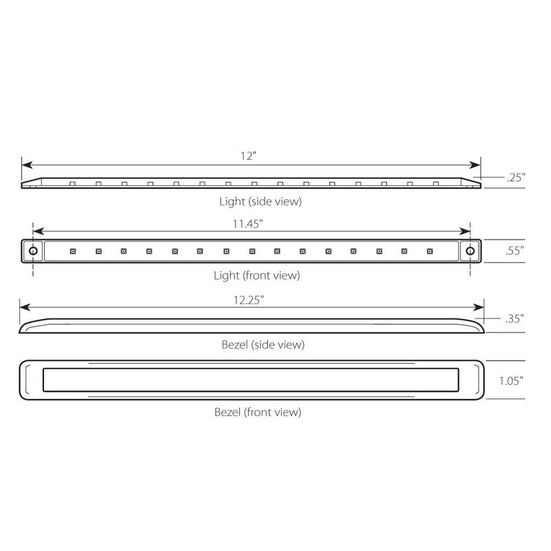  [AUSTRALIA] - Grand General 76125 Red 12" Ultra Thin Surface Mount 15-LED Marker and Clearance Sealed Light Bar with Chrome Plastic Bezel