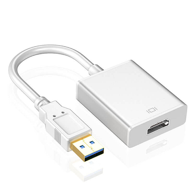  [AUSTRALIA] - SENGKOB USB to HDMI Adapter, USB 3.0/2.0 to HDMI 1080P Video Graphics Cable Converter with Audio for PC Laptop Projector HDTV Compatible with Windows XP 7/8/8.1/10-Silver Silver