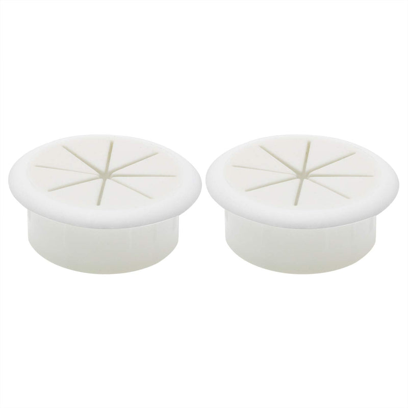  [AUSTRALIA] - HJ Garden 2PCS 2Inch (50mm) Desk Cord Grommets Wire Cable Hole Cover for Office PC Desk Cable Cord Cover White