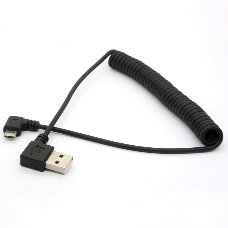  [AUSTRALIA] - Angled USB Cable, Spring Coiled USB to Micro-USB Extension Cord 90 Degree USB A to Micro B Male Lead