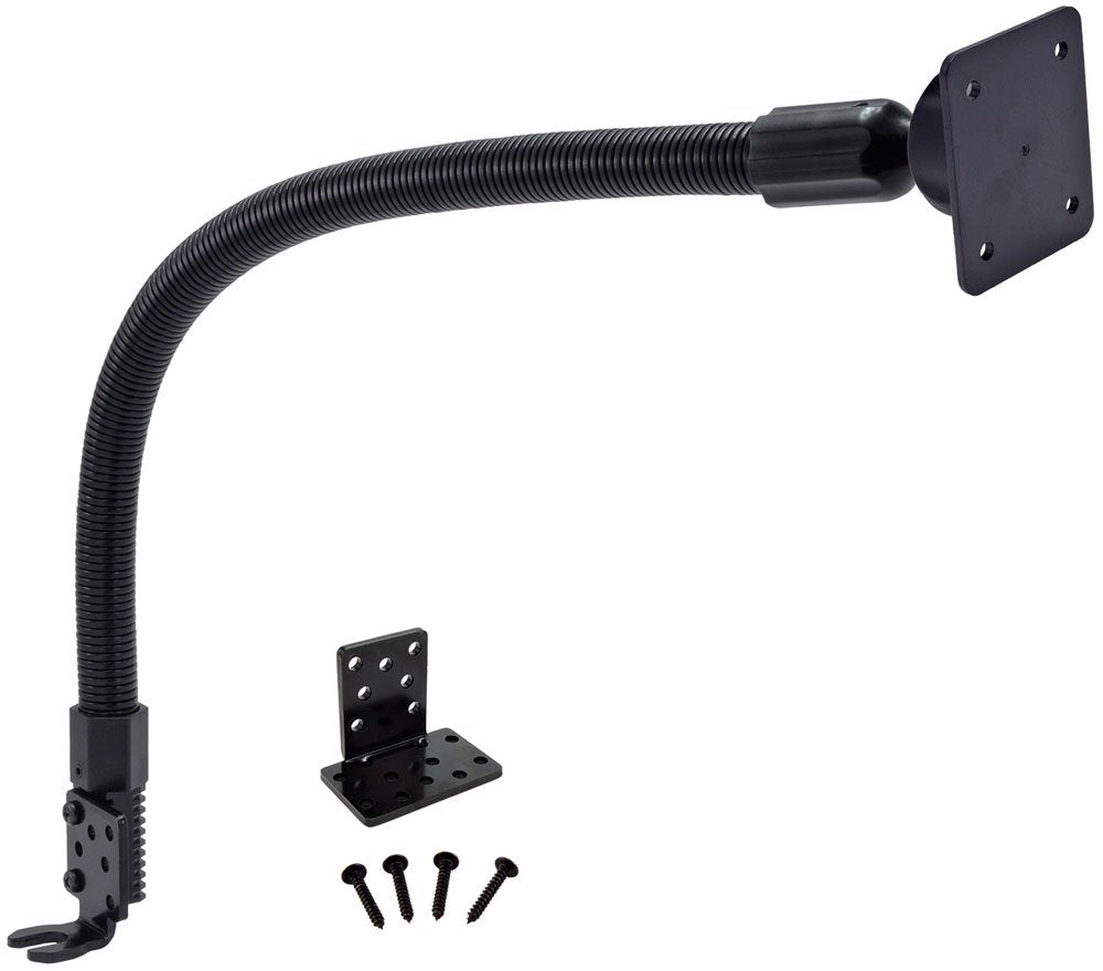  [AUSTRALIA] - Arkon 4 Hole AMPS Pattern Replacement Car or Truck Seat Rail or Floor Mounting Pedestal with Gooseneck for Satellite Radios, Black Standard Packaging