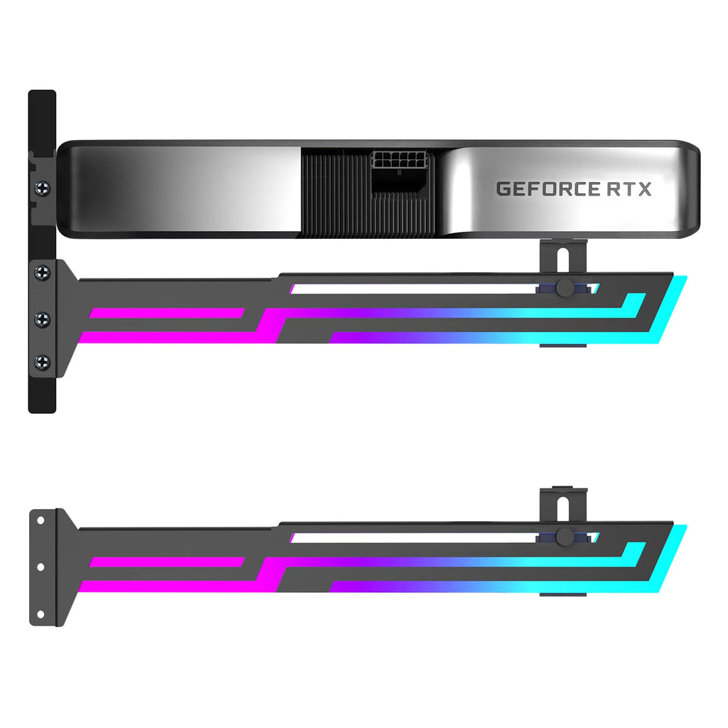  [AUSTRALIA] - NVRADCHUA RGB GPU Support Bracket, GPU Brace Support, 5V 3Pin addressable GPU Holder, Built-in ARGB, Adjustable Length and Height Black