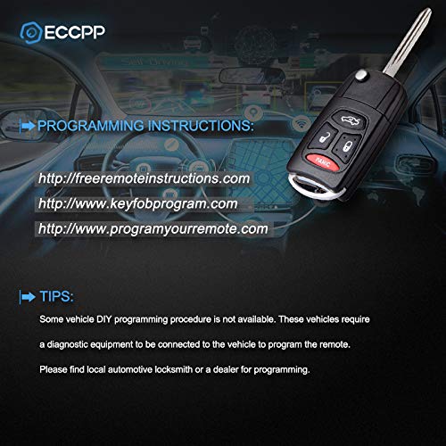  [AUSTRALIA] - Keyless Case,ECCPP 2 Replacement Keyless Entry Uncut 4 Buttons Flip Folding Key Case Shell Repair replacement fit for Dodge Chrysler Jeep Mitsubishi Raider