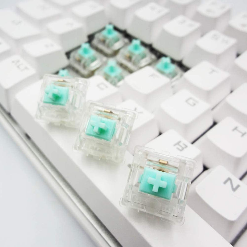  [AUSTRALIA] - ZugGear Linear Switches 62g Transparent Aqua Teal Switch with Gold-Plated Spring Smooth Creamy Green Stem 5 Pins Linear Keyswitch (DUROCK L2 Clear, 20pcs) L2 Creamy Green Clear 62g