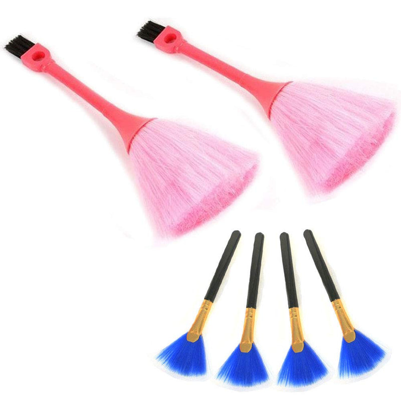  [AUSTRALIA] - Computer Brush Set Keyboard Dusting Brush 2 Pieces Double Ended Duster Brush and 4 Pieces Fan Brushes Keyboard Cleaning Tool for Computer, Keyboard, Display Screen, Electronic Devices