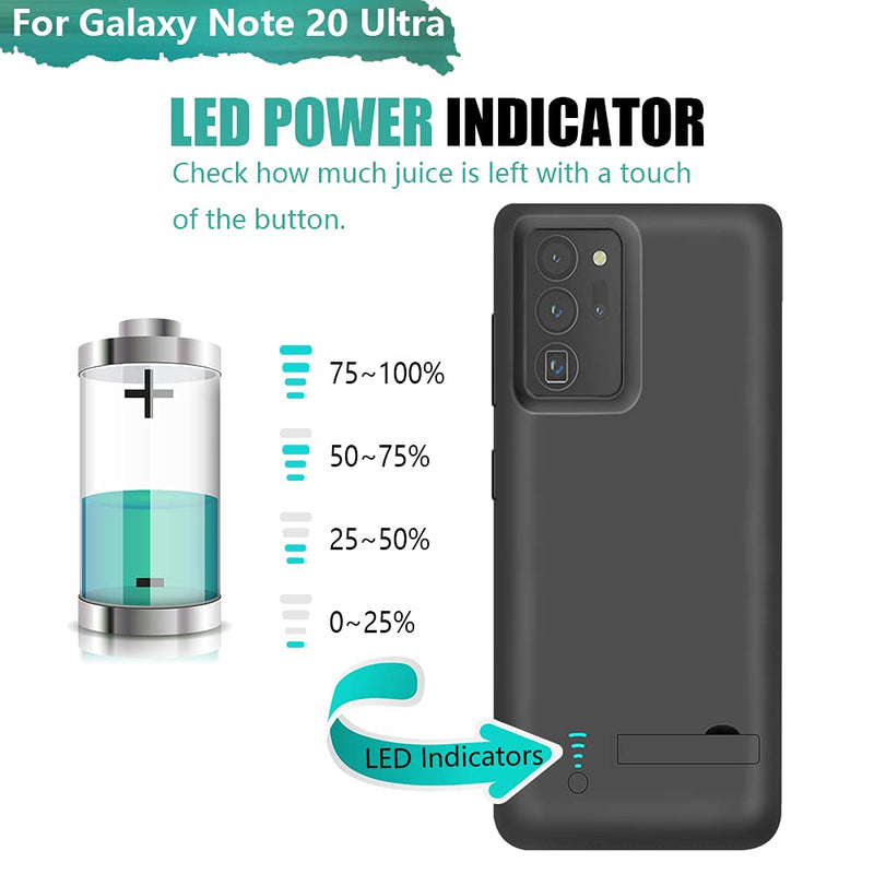 RUNSY Battery Case for Samsung Galaxy Note 20 Ultra 5G, 6000mAh Rechargeable Extended Battery Charging Case, External Battery Charger Case, Add 100% Extra Juice - LeoForward Australia