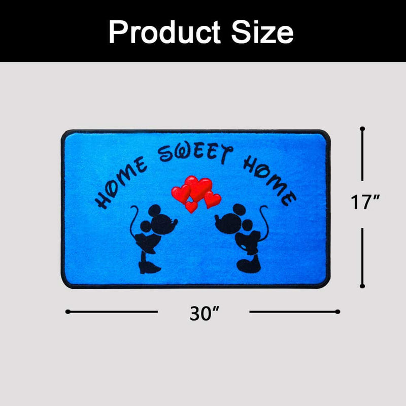  [AUSTRALIA] - J.Ehonace Mickey Minnie Mouse Rugs - Bathroom Rug, Indoor Outdoor Entrance Rug, Kitchen Rug, 17" x 30" (Home Sweet Home-Blue) Home Sweet Home-blue