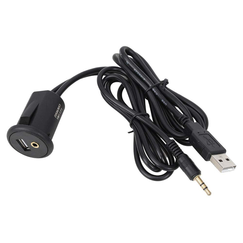  [AUSTRALIA] - Flush Mount Cable USB + 3.5 mm AUX Headphone Extension Dash Panel, DAMAVO YM1121 3.3 Ft Extension Dash Panel Mount Cable for Car, Motorcycle, Boat, Rv, Camper, Motor Home, Caravan