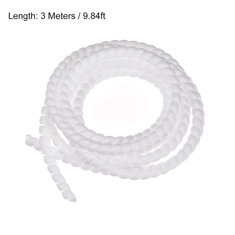  [AUSTRALIA] - uxcell Flexible Spiral Tube Wrap Cable Management Sleeve 8mm X 12mm Computer Wire Manage Cord 3 Meters Length White