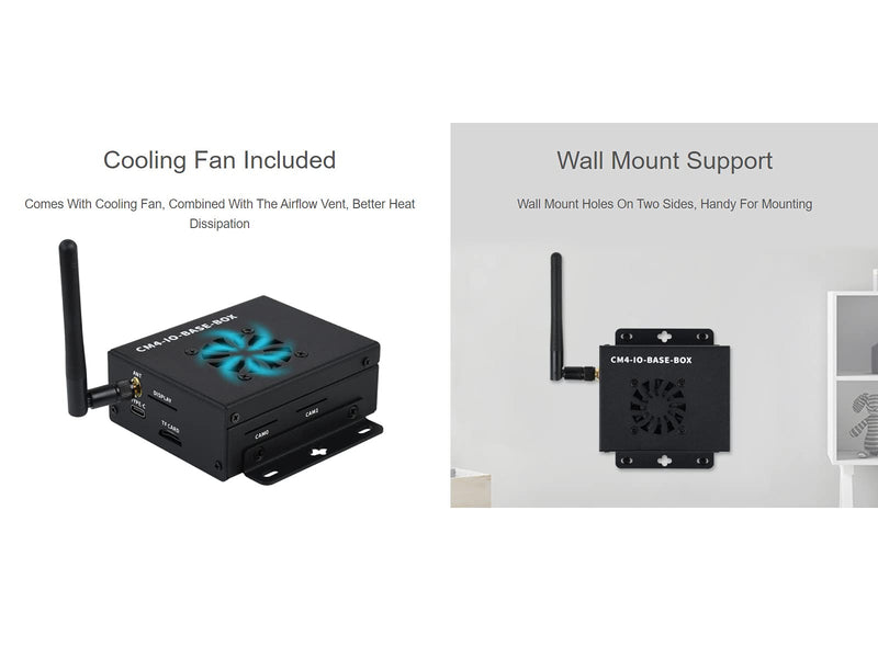  [AUSTRALIA] - waveshare Mini-Computer Based On Raspberry Pi Compute Module 4,Include CM4-IO-BASE-A (Mini IO Board Lite Verson),Metal Case,Cooling Fan