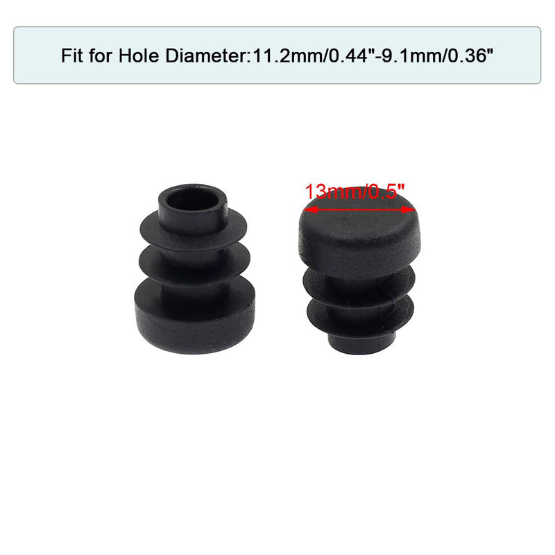  [AUSTRALIA] - Suiwotin 20PCS 12.5mm (0.49 Inch) Round Plastic Plug, Round Black Plastic End Cap, Pipe Tubing End Cap, Furniture Finishing Plug 12.5 x 12.5 20 Pack