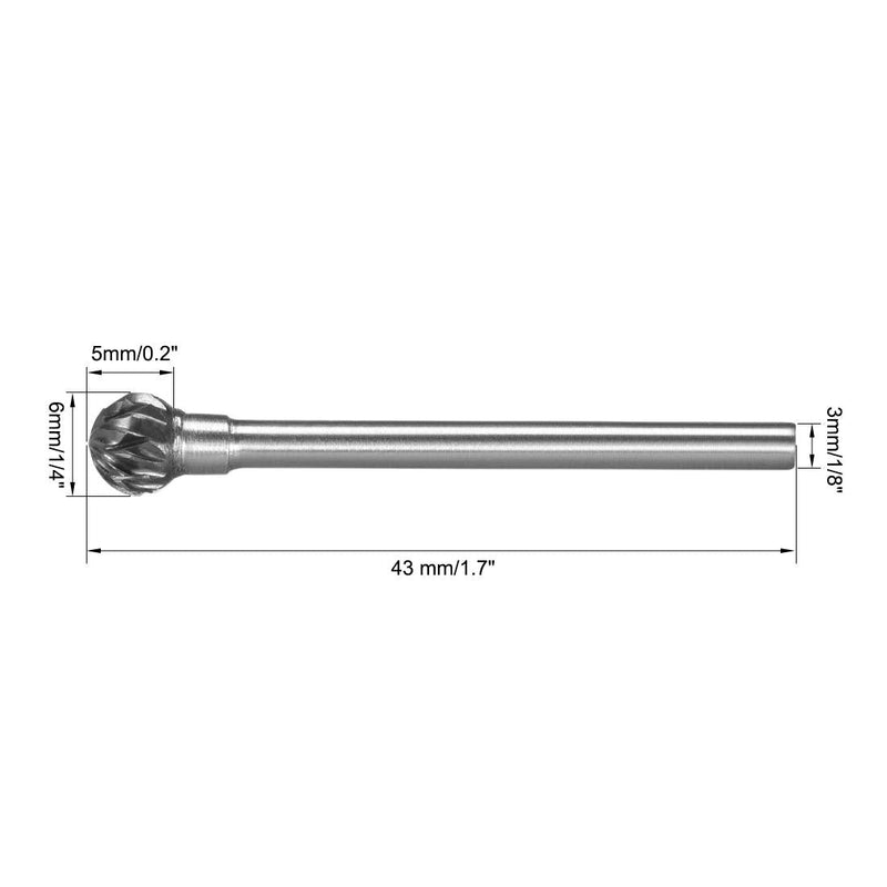  [AUSTRALIA] - uxcell Tungsten Carbide Rotary Files 1/8" Shank, Double Cut Ball Shape Rotary Burrs Tool 6mm Dia, for Die Grinder Drill Bit Wood Soft Metal Carving Polishing Model Engineering, 3pcs