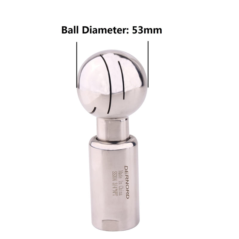  [AUSTRALIA] - DERNORD Rotary Spray Ball NPT Female CIP Tank Cleaning Ball 360° Spray Pattern, Stainless Steel 304 (3/4" NPT Threaded) 3/4" NPT Threaded
