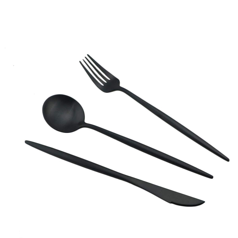  [AUSTRALIA] - Gugrida Black Flatware, Royal 5 Piece Luxury Matte Finish 18/10 Stainless Steel Tableware Sets for 1 Including Forks Spoons Knives, Camping Silverware Travel Utensils Set Cutlery (Black) Service for 1