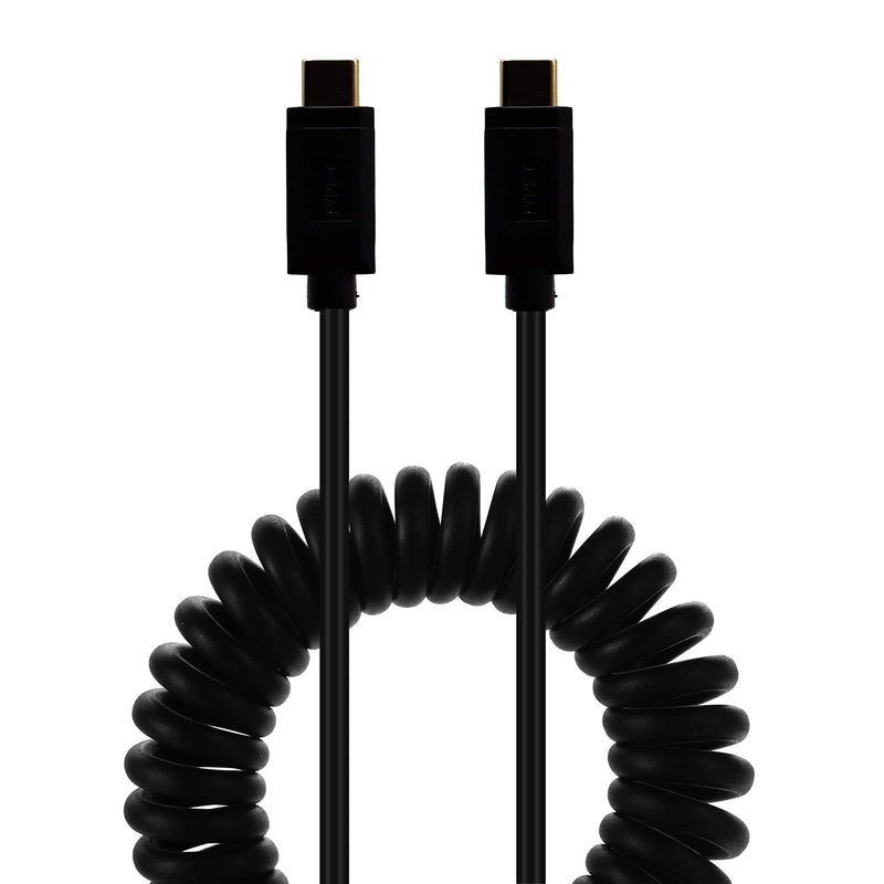  [AUSTRALIA] - LOKEKE Coiled USB C to USB C Cable, Spring Type C Male to Type C Male Charging Cable Adapter Cord Compatible with Computer/Phone/Pad/Laptop/Tablets(1.8M, Male to Male) 1.8M