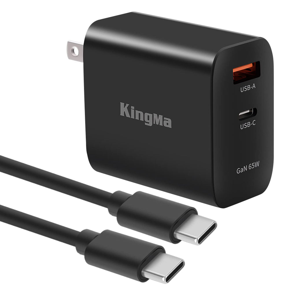  [AUSTRALIA] - King Ma GaN Charger for MacBook, 65W USB C PD Wall Charger Dual Travel Charger with 6ft 100W Cable for MacBook A1534 A1540 A1706 A1708 A1718 A1707 A1719, Lenovo T490 X13