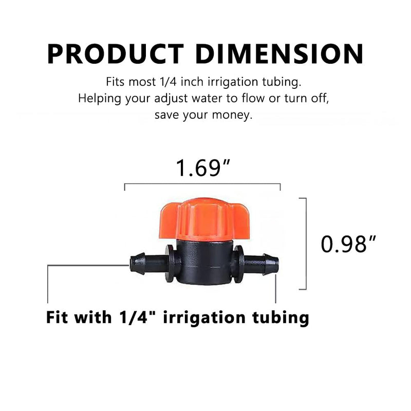  [AUSTRALIA] - TALEGEN 30 pcs 1/4 Inch Barbed Shut-Off Valve Universal Plastic 1/4” Drip Irrigation Tubing Coupling Valve