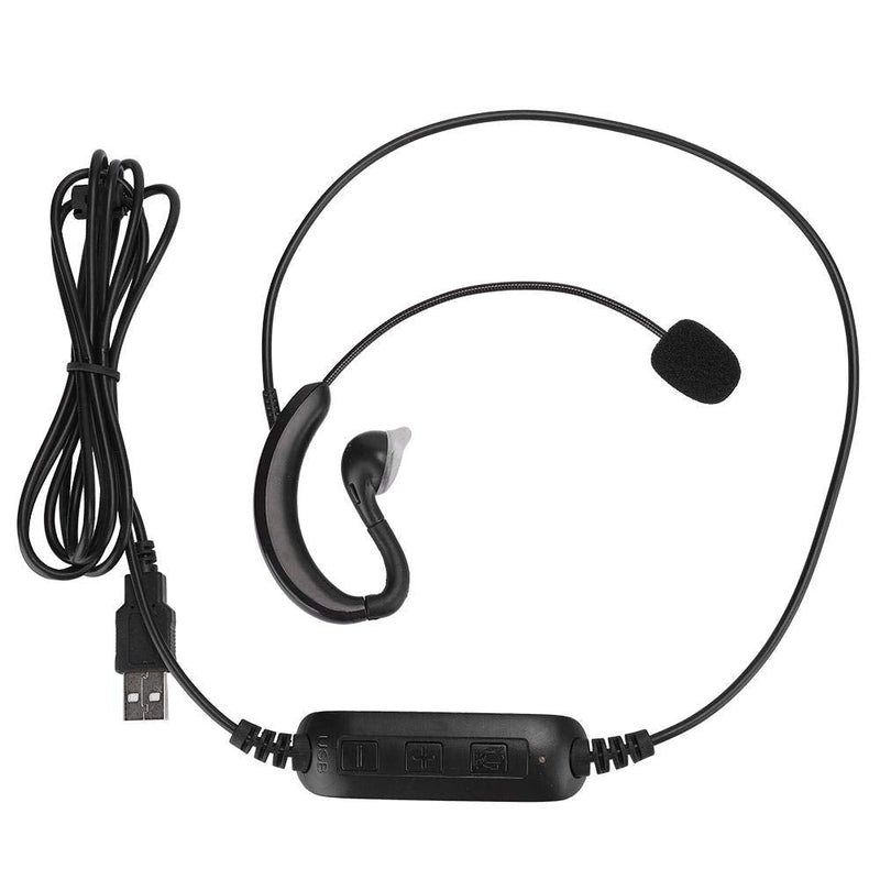  [AUSTRALIA] - USB Headset, Ear-Hook Headphone Computer Notebook Accessory, Support One-Key Mute with Adjustable Volume, Noise Cancelling Function, for Gamers, Office Working, Chating