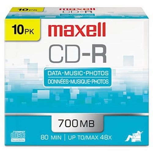 [AUSTRALIA] - MAXELL 648210 CD-R Discs, 700MB/80min, 48x, w/Slim Jewel Cases, Silver, 10/Pack