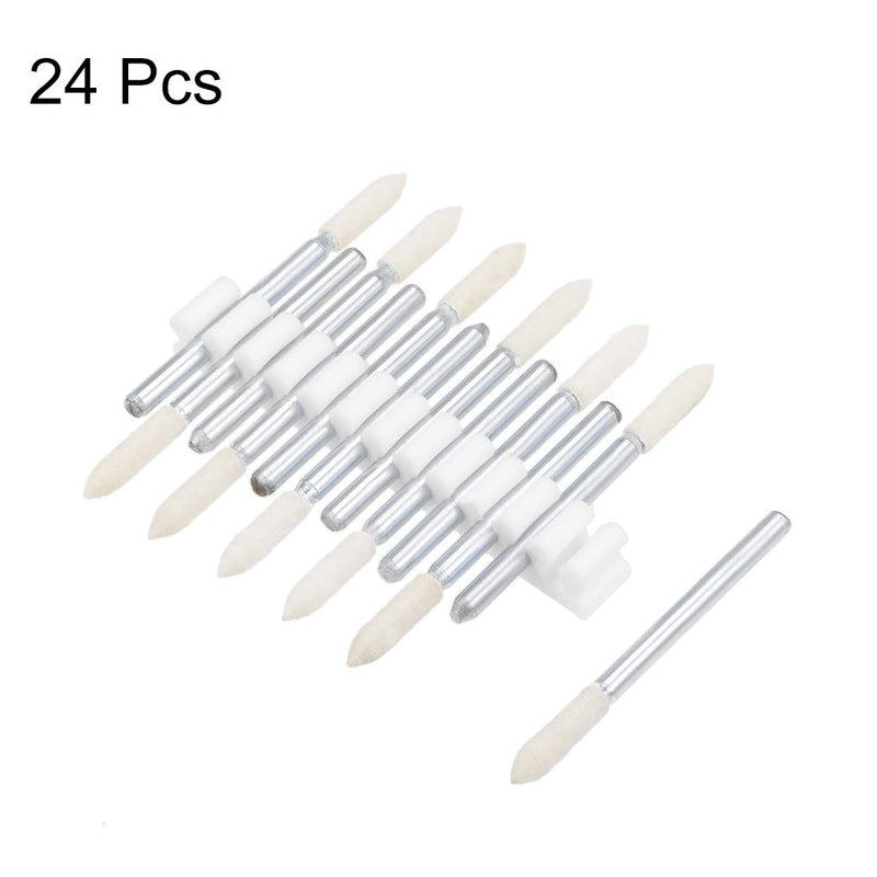  [AUSTRALIA] - uxcell 24Pcs 3mm Wool Felt Mounting Point Tapered Polishing Drill Burrs Buffing Wheels with 1/8" Shank