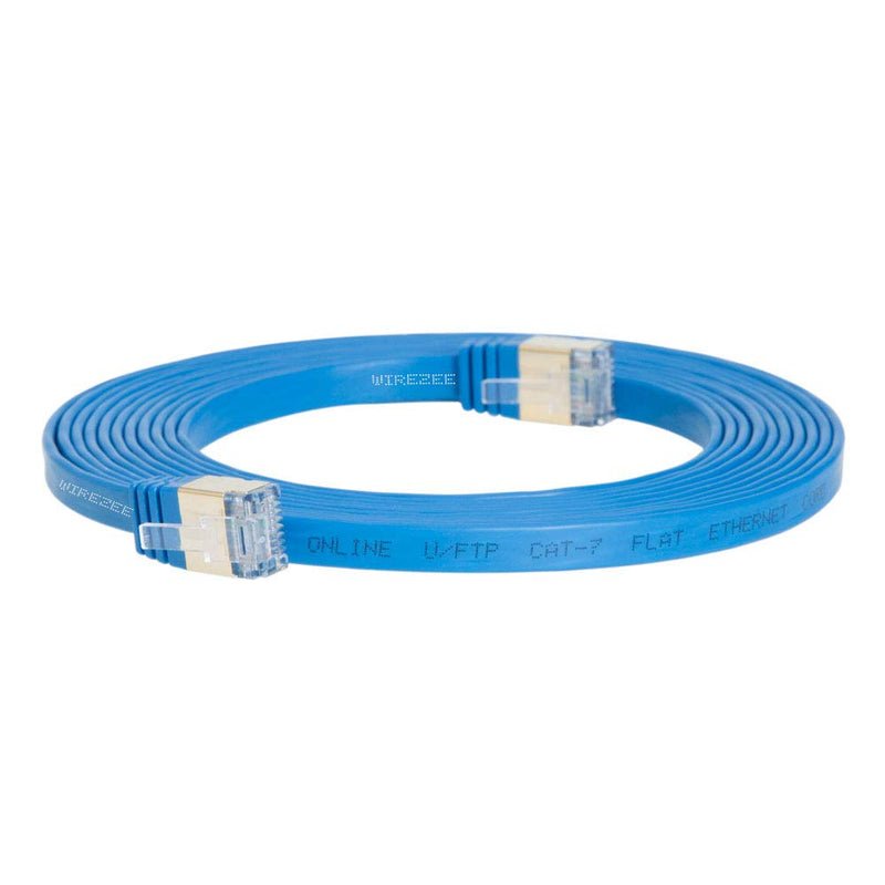  [AUSTRALIA] - High Speed Ultra Flat CAT7 Ethernet Cable, RJ45 Computer Internet LAN Network Ethernet Patch (White, Blue, Black) (6FT, Blue) 6FT